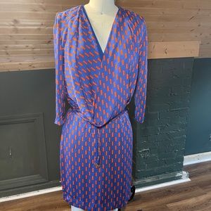 Diane von Furstenberg blue & orange print silk mini dress